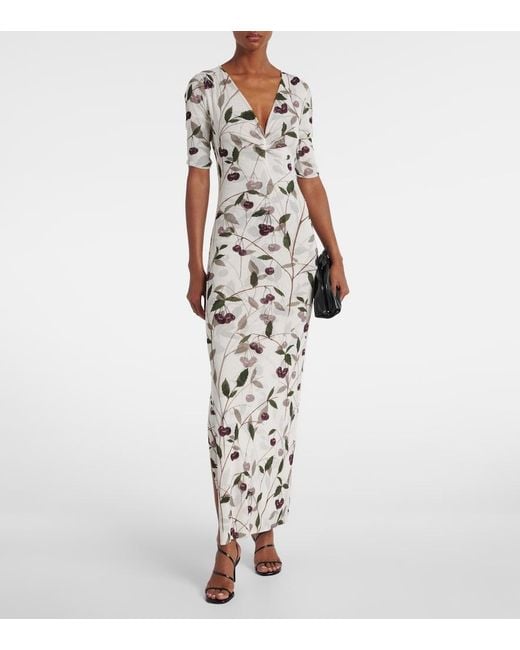 Stella McCartney White Printed Mesh Jersey Maxi Dress