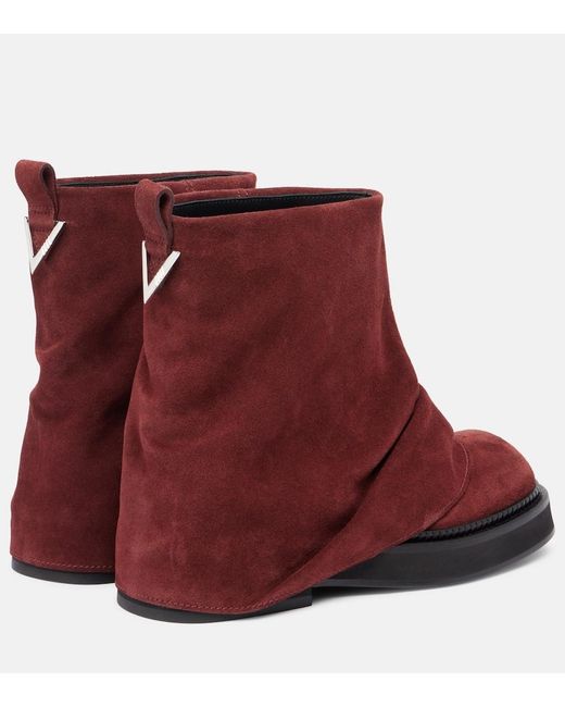 The Attico Red Mini Robin Suede Combat Boots