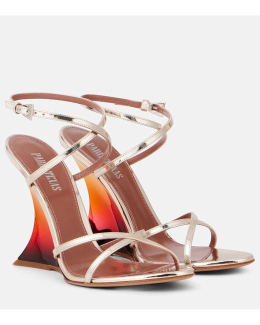 Paris Texas White Nina 105 Mirrored Leather Wedge Sandals