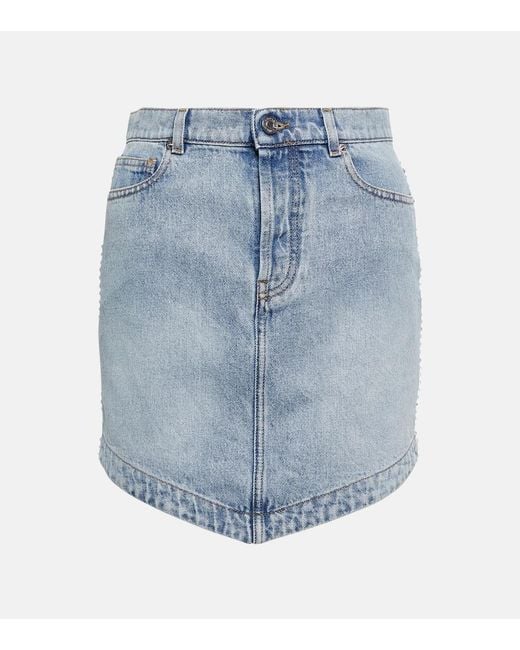 Alexandre Vauthier Blue Embellished Denim Miniskirt