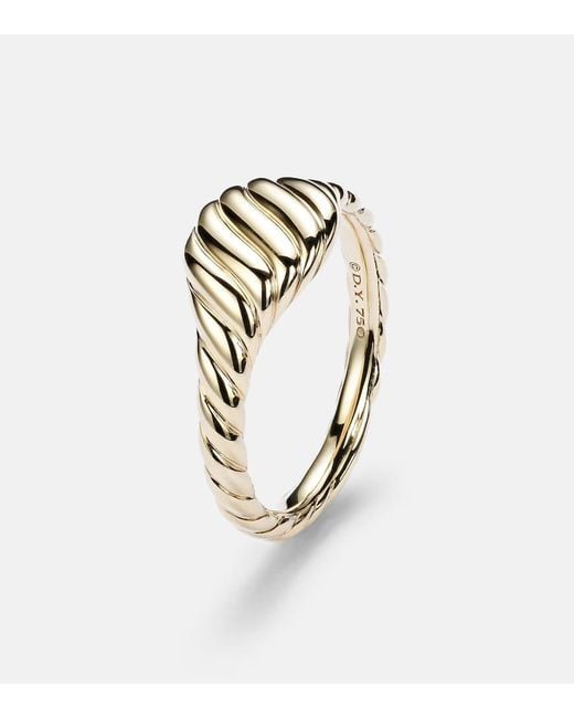 Anillo De Menique Sculpted Cable De Oro De 18 Ct David Yurman de color White