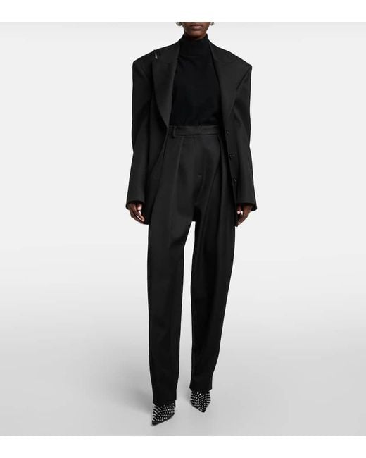 Magda Butrym Black High-Rise-Hose Aus Wolle