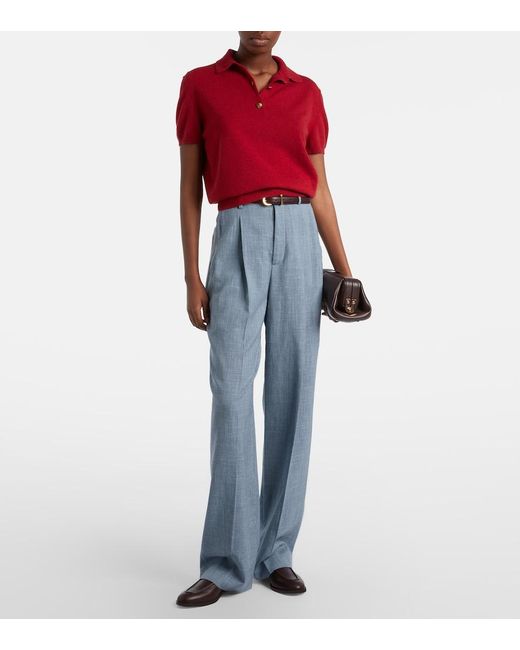 Loro Piana Red Classic Cashmere Polo Shirt