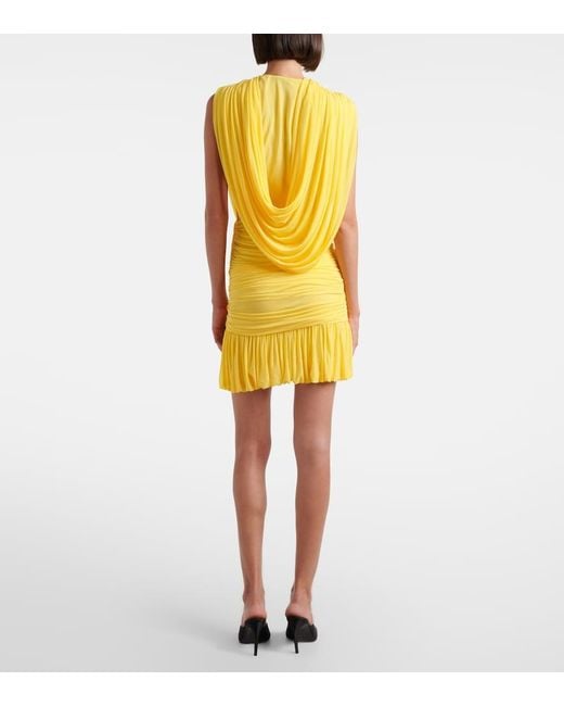 Christopher Esber Yellow Ripple Ruched Draped Jersey Minidress