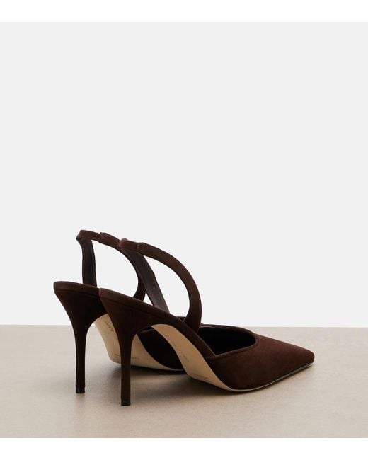 Manolo Blahnik Brown Borelapla Suede Slingback Pumps