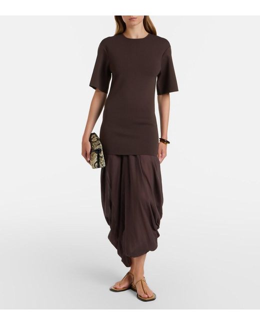 Totême Brown Cocoon Jersey Midi Dress