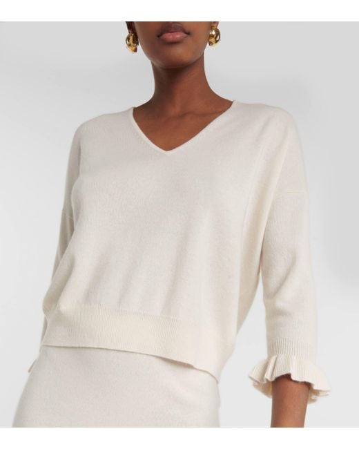 Jardin Des Orangers Natural Frill-trimmed Wool And Cashmere Sweater
