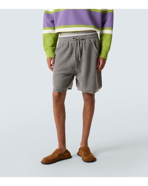 Loewe Gray Wool-Blend Shorts for men