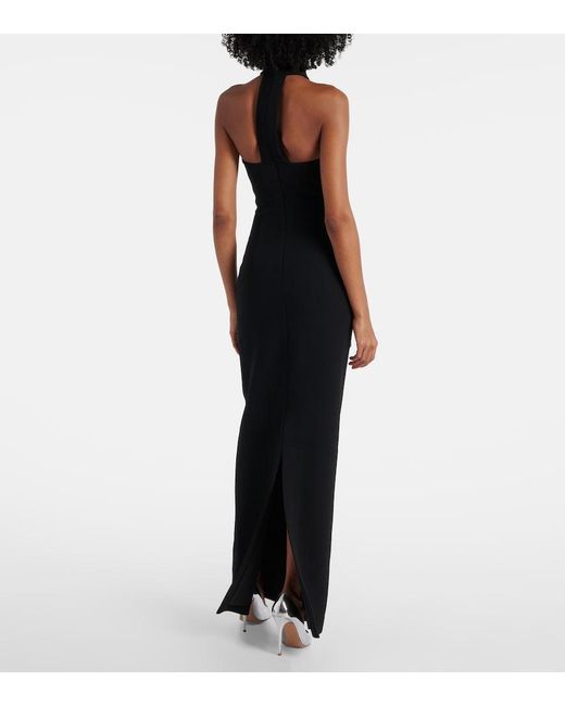 Rebecca Vallance Black Starlight Embellished Feather-Trimmed Gown