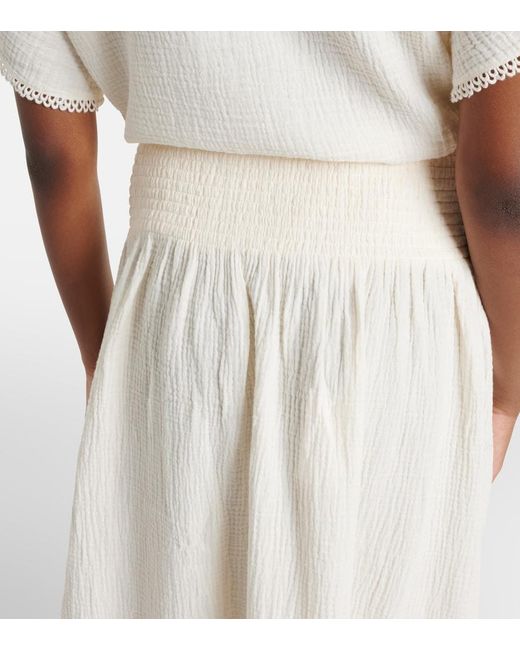 Velvet White Mazie Cotton Gauze Midi Skirt