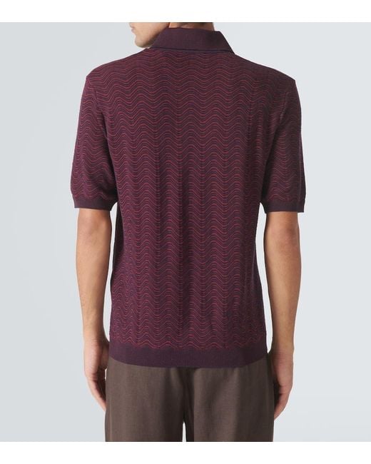 Missoni Purple Zigzag Wool-Blend Polo Shirt for men