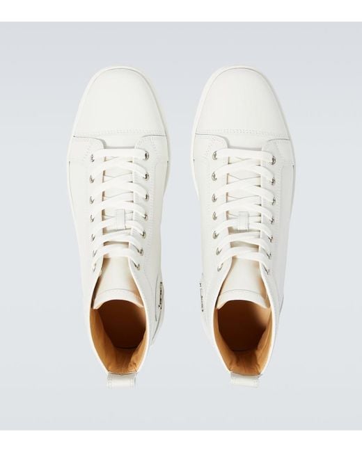 Christian Louboutin White Louis Leather High-Top Sneakers for men