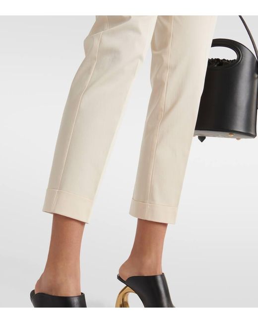 Etro Natural High-Rise Cotton-Blend Tapered Pants