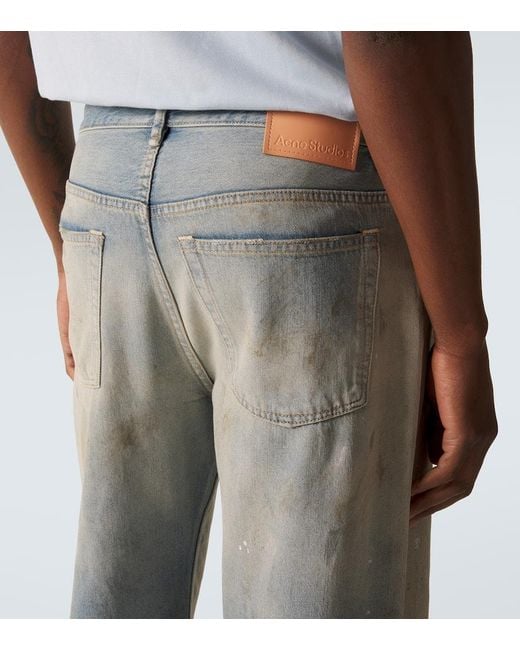 Acne Blue 2021M Distressed Wide-Leg Jeans for men