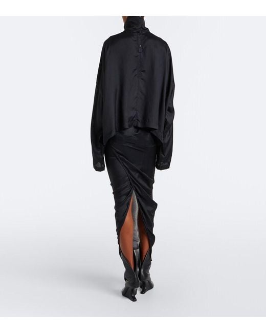 Rick Owens Black Soft Pillar Gathered Printed Maxi Skirt