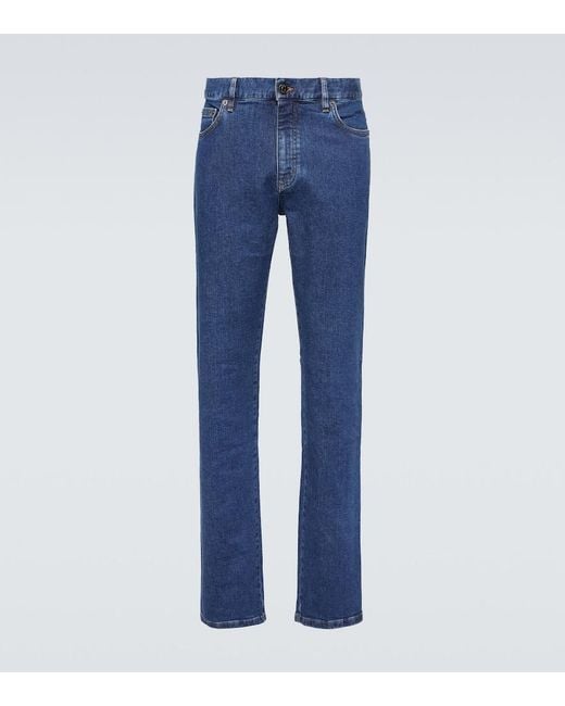 Zegna Blue Roccia Mid-Rise Slim Jeans for men