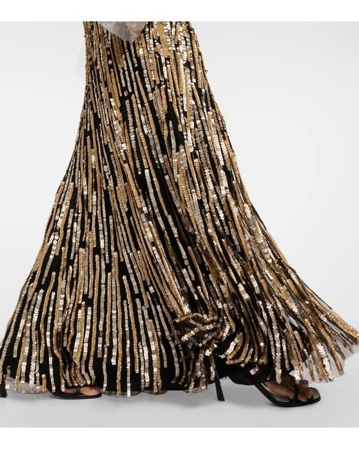 Jenny Packham Metallic Raquel Embellished Tulle Gown