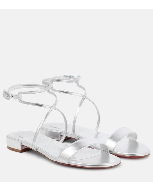 Christian Louboutin White Miss Choca Metallic Leather Sandals