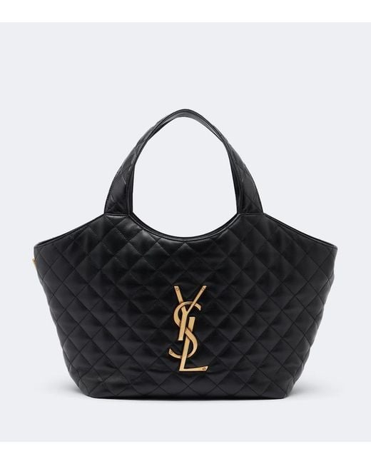 Saint Laurent Black Icare Medium Quilted Leather Shopper