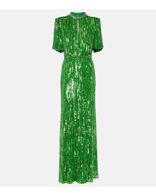 Robe longue Viola a sequins Jenny Packham en coloris Green