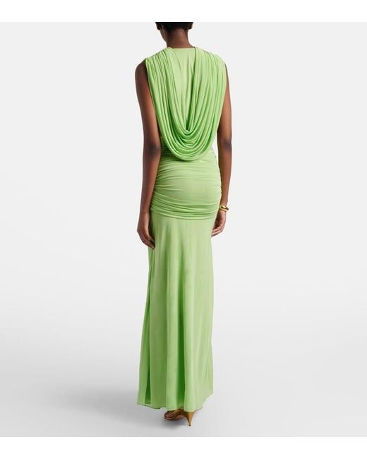 Christopher Esber Green Ripple Draped Jersey Gown