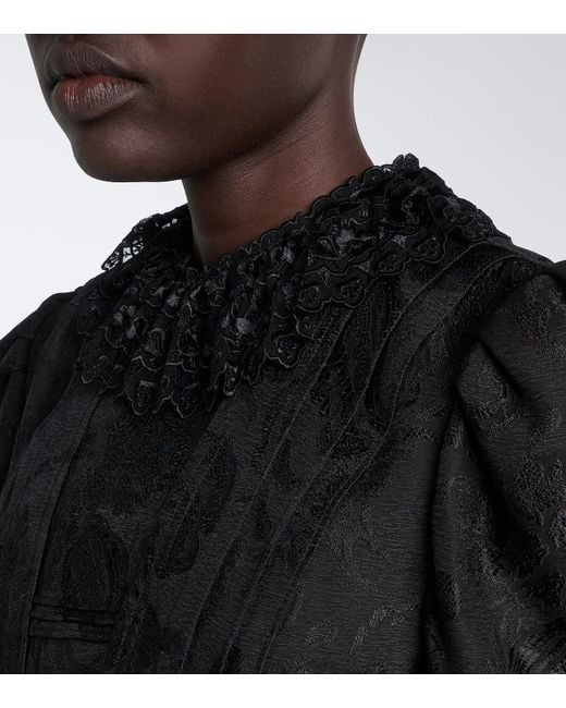 Chloé Black Wool And Silk-Blend Jacquard Lace Jacket