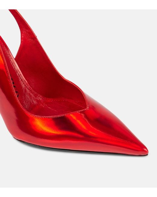 The Attico Red Cheope Leather Slingback Pumps