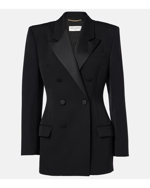 Saint Laurent Black Wool Grain De Poudre Tuxedo Jacket