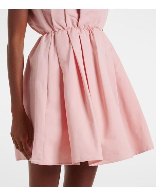 Staud Pink Cordelia Pleated Cotton-Blend Minidress