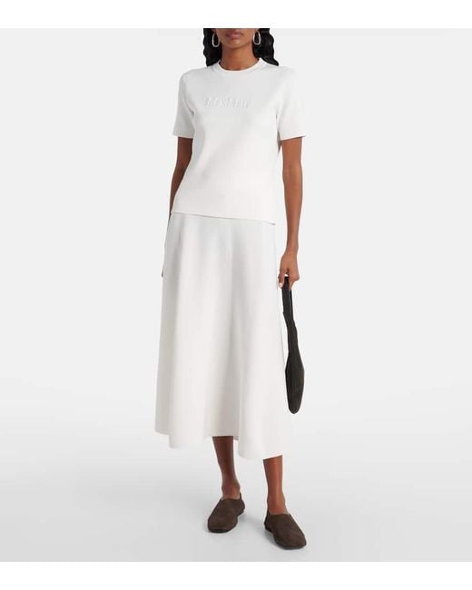 Max Mara White Lazio Crepe Midi Skirt