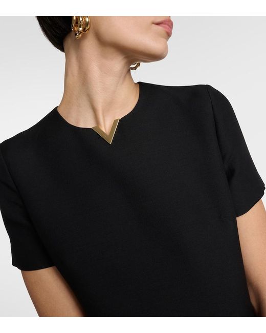Vestido corto de Crepe Couture Valentino de color Black
