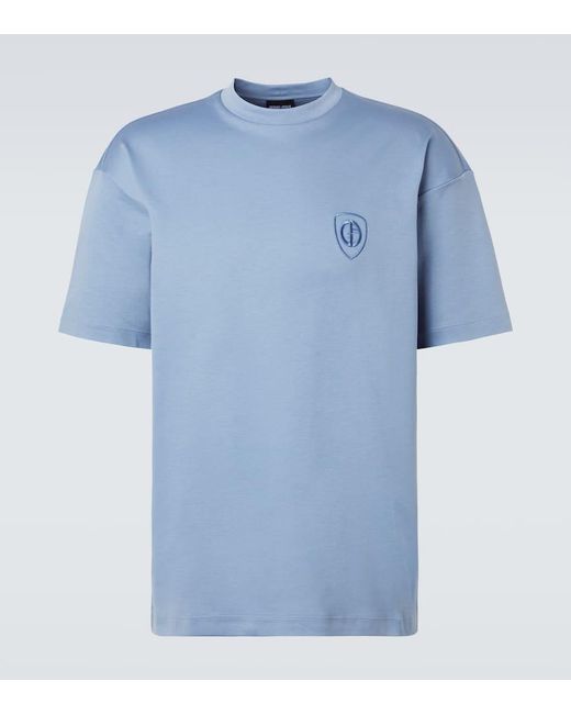 Giorgio Armani T-Shirt Aus Baumwoll-Jersey in Blue für Herren