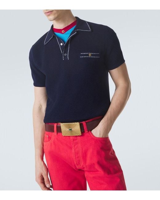 Polo De Algodon Versace de hombre de color Blue