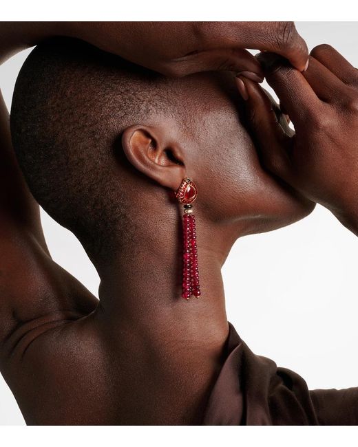 Marina B Red Lupa 18Kt Drop Earrings With Gemstones And Diamonds
