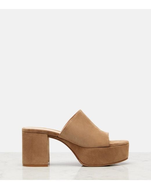 Gianvito Rossi Brown Suede Platform Mules