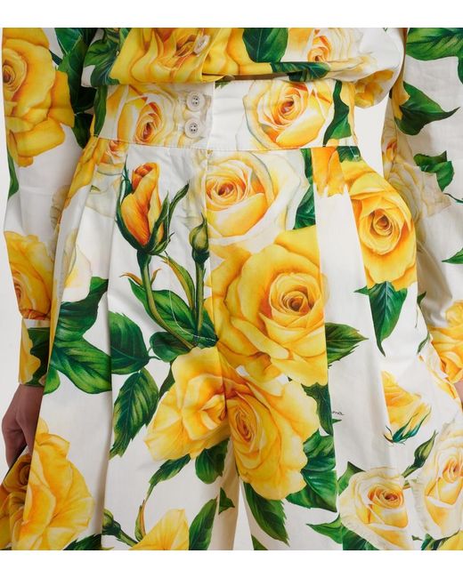 Dolce & Gabbana Yellow Floral Cotton Bermuda Shorts
