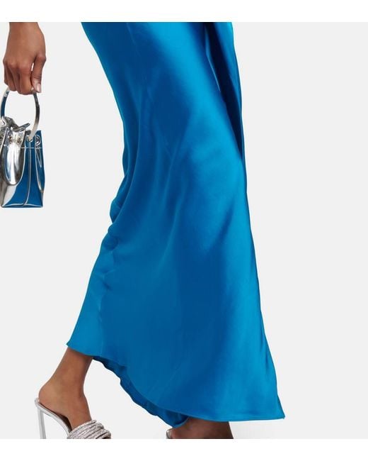 Jonathan Simkhai Blue Giana Ruffled Satin-crepe Gown