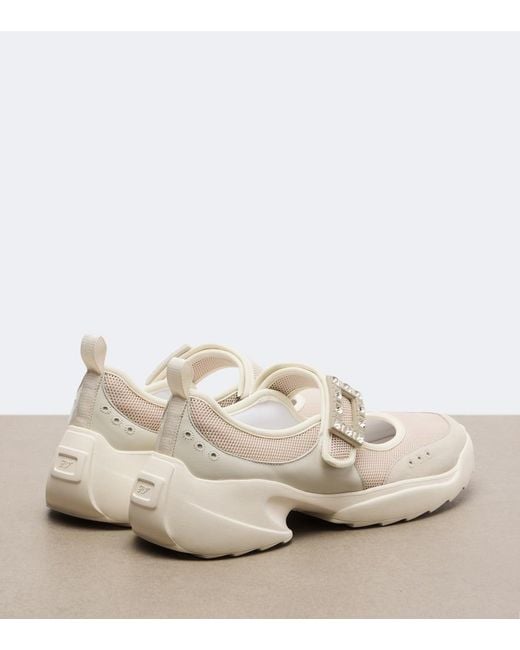 Roger Vivier White Viv On The Run Embellished Sneakers
