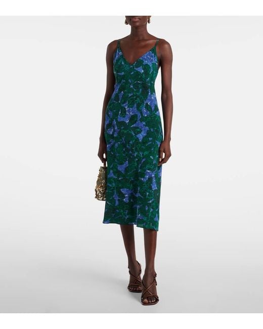 Robe Imprimee En Soie Dries Van Noten en coloris Blue