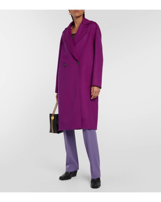 Stella McCartney Purple Double-breasted Wool Coat