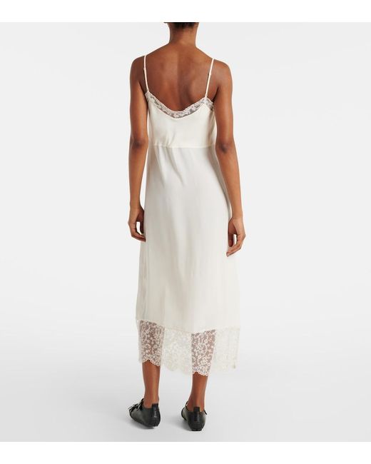 Simone Rocha White Lace-Trimmed Crepe De Chine Slip Dress