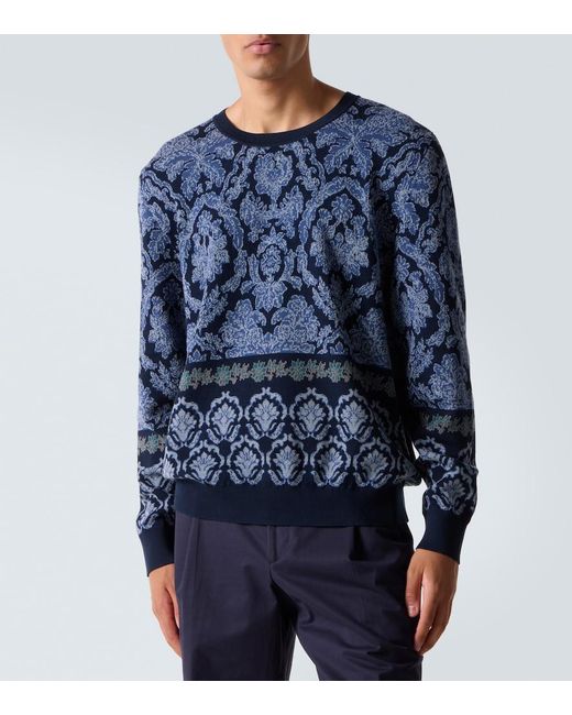 Jersey De Algodon En Intarsia Etro de hombre de color Blue