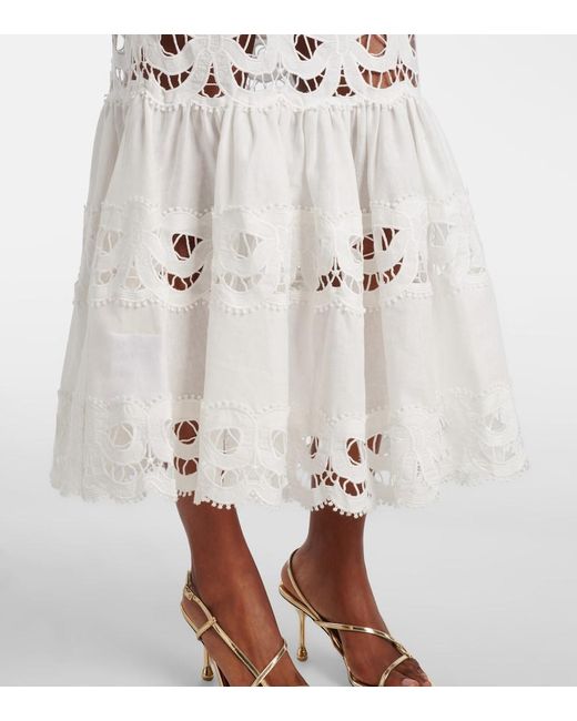 Self-Portrait White Linen Lace Dress