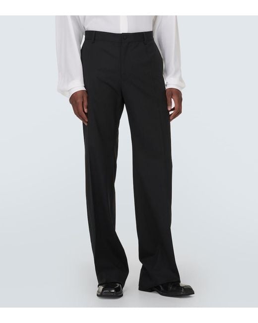 Dolce & Gabbana Black Wool-Blend Straight Pants for men