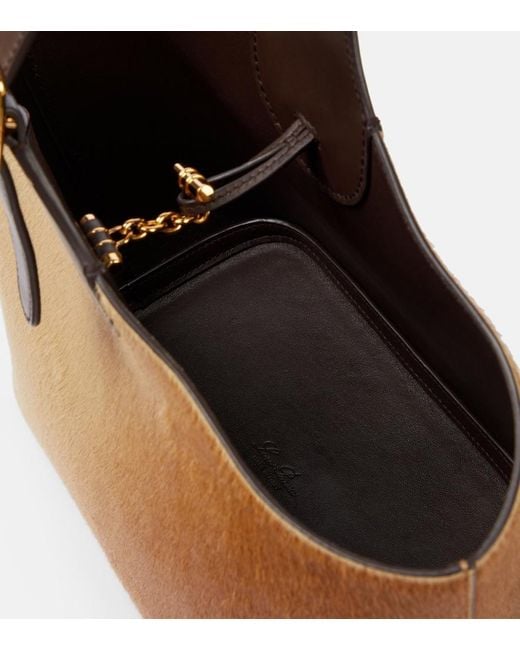 Loro Piana Brown Bobbin Calf Hair Bucket Bag