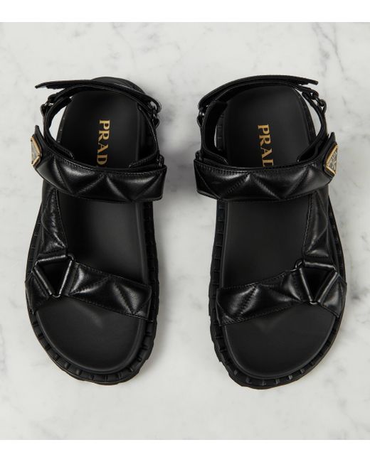 Prada Black Fussbett Quilted Leather Sandals