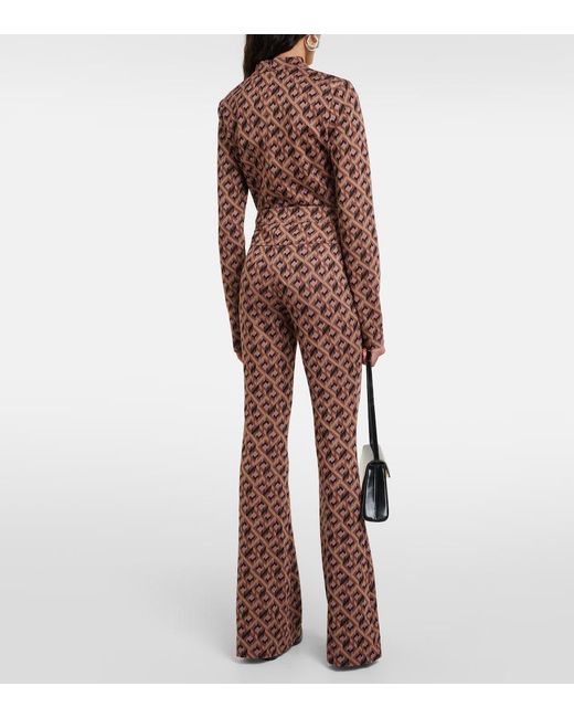 Diane von Furstenberg Brown Greg Printed Flared Pants