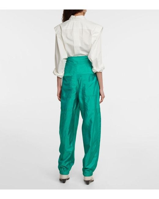 Isabel Marant Green Olga High-Rise Tapered Pants