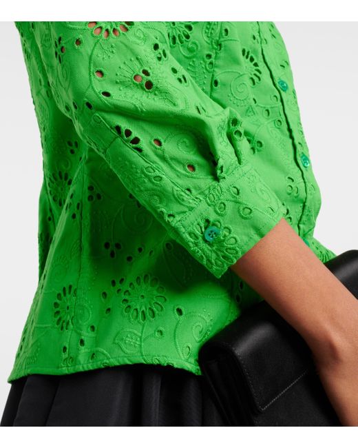Chemise en coton a broderies anglaises Carolina Herrera en coloris Green