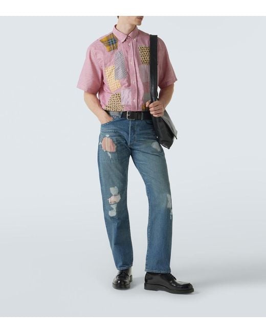 Junya Watanabe Blue X Levi's Patchwork Straight Jeans for men